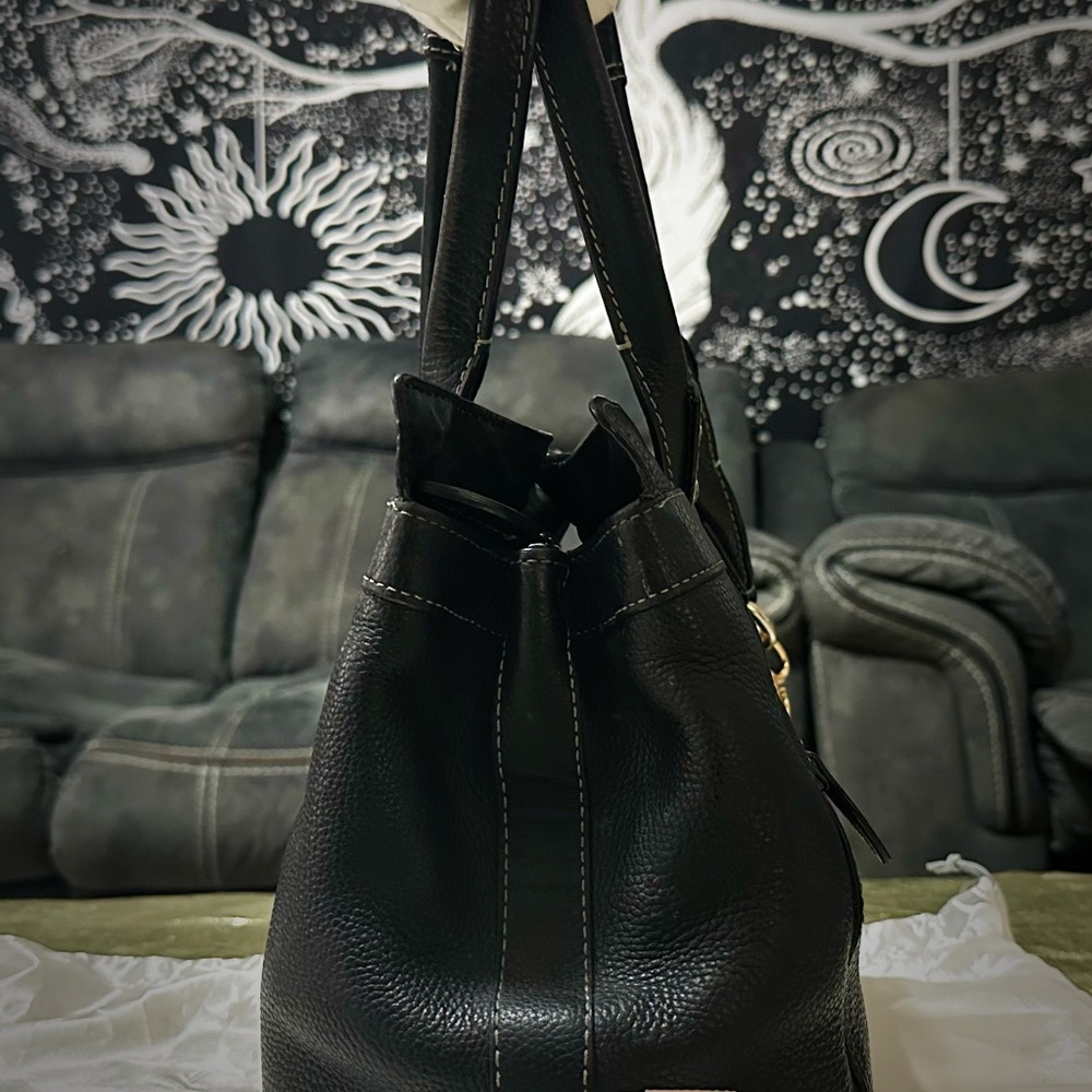 Vintage style Y2K Coach Black Leather Tote Bag shoulder bag - Picture 11 of 16
